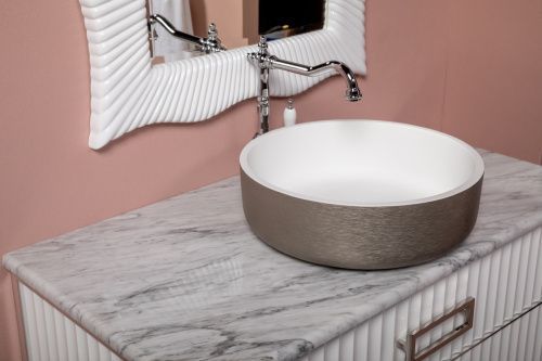 Раковина керамическая Boheme NeoArt 819-SL 40х40 накладная цвет хром без отверстий под смеситель