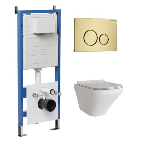 Инсталляция + кнопка смыва + унитаз Grossman Style 97.4440S.05.32M