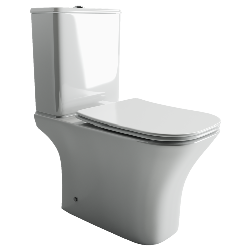 Унитаз напольный с бачком Ceramica Nova ALFA CN9002 белый с сиденьем микролифт безободковый душевой смыв