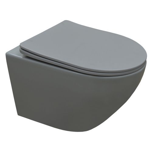 Унитаз подвесной Azario Grado AZ-0046 SP MDG серый с сиденьем микролифт безободковый каскадный смыв