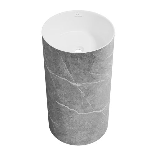 Раковина акриловая Wellsee Chalice Perfection 230618000 50х50 напольная цвет белый/серый без отверстий под смеситель