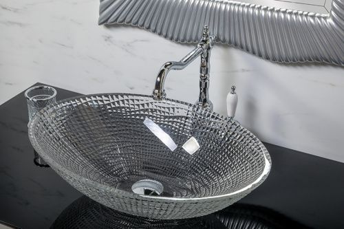 Раковина хрустальная Boheme NeoArt 813 50х40 накладная цвет прозрачный без отверстий под смеситель