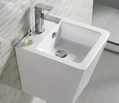 Раковина из сантехнического фаянса CeramaLux 500V 40х40 подвесная цвет белый 1 отверстие под смеситель