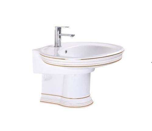 Раковина из сантехнического фаянса CeramaLux 4290 80х60 подвесная цвет белый 1 отверстие под смеситель