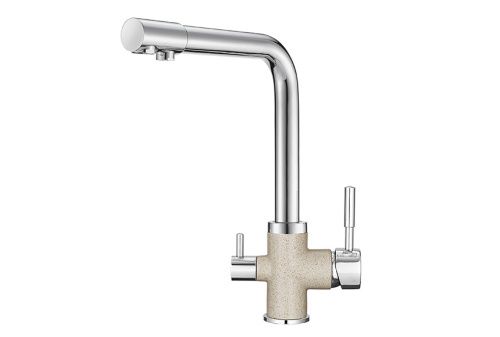 Смеситель для кухни Granula 3015, XРОМ/ПИРИТ на мойку бежевый