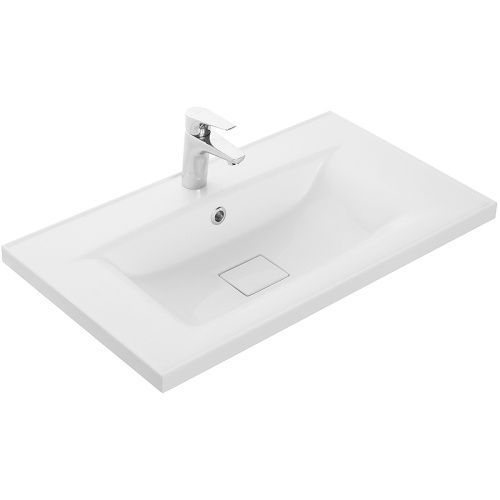 Раковина из искусственного камня Aquaton Айрис 1A73263KAG010 80х50 накладная цвет белый 1 отверстие под смеситель