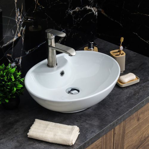 Раковина из сантехнического фарфора Melana 78197-805 50х40 накладная цвет белый 1 отверстие под смеситель