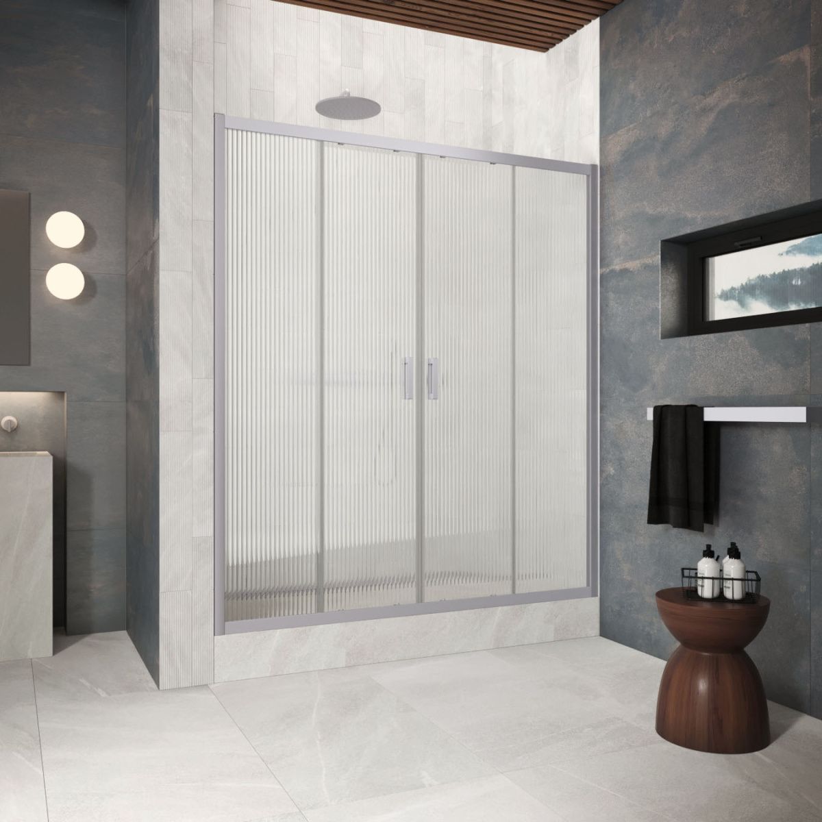 Душевая дверь Vegas-Glass Z2P Protec Z2P Protec 210 07 Moru 210х200 стекло рифленое профиль хром