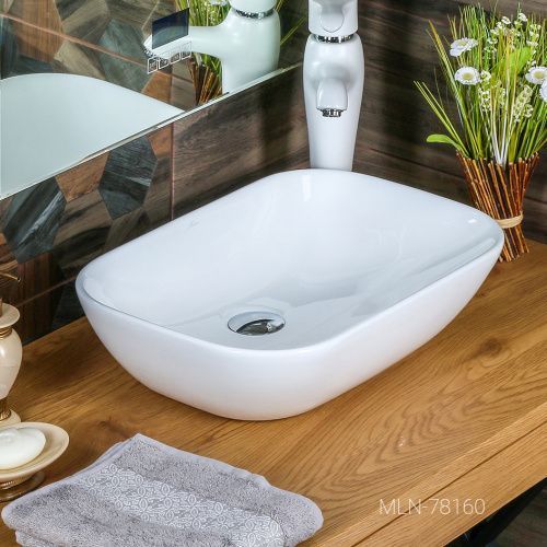 Раковина из сантехнического фарфора Melana 78160-805 50х30 накладная цвет белый без отверстий под смеситель