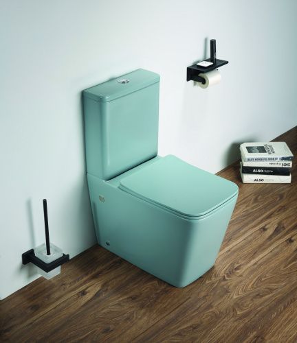 Унитаз напольный с бачком CeramaLux 2170AXMLG зеленый с сиденьем микролифт безободковый каскадный смыв