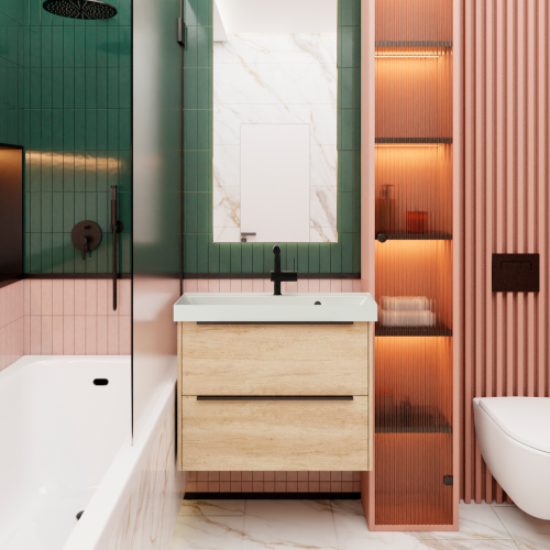 Тумба с раковиной La Fenice TESORO NFNC-01-TES-DNN-100-2-3-100 100х50 подвесная цвет коричневый