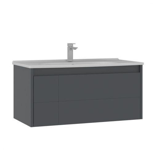 Тумба с раковиной Orka Likya 5002489 100х50 подвесная цвет черный