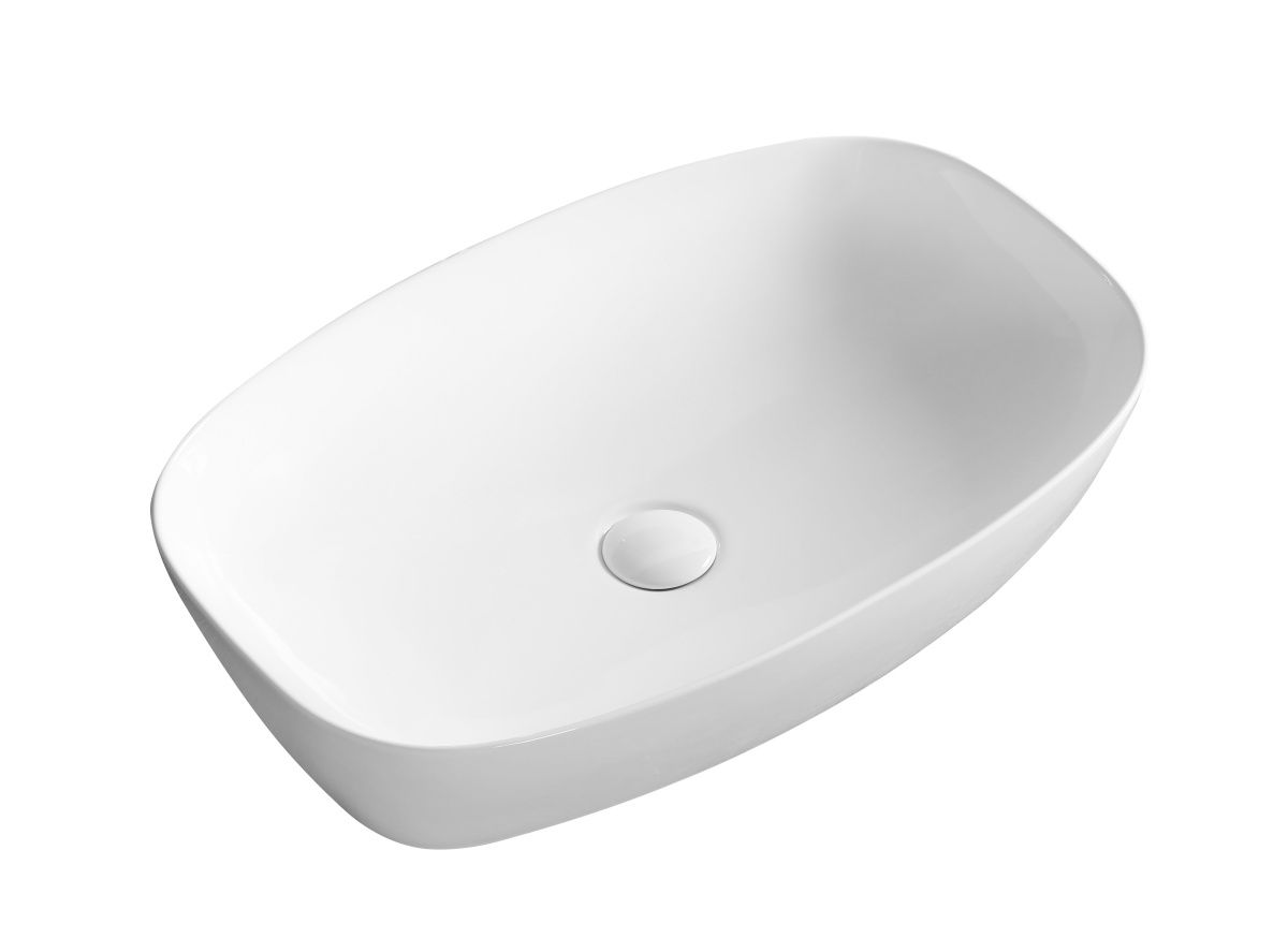 Раковина из сантехнического фарфора Milleau MIEL MU0063-GW 60х40 накладная цвет белый без отверстий под смеситель