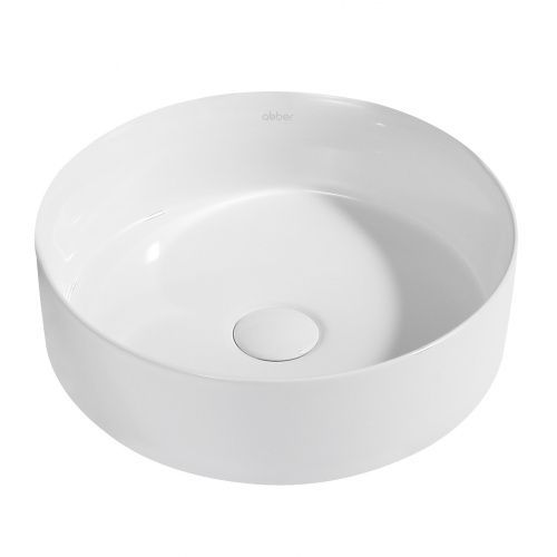 Раковина из сантехнического фаянса Abber BEQUEM AC2108 40х40 накладная цвет белый без отверстий под смеситель