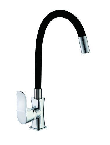 Смеситель для кухни D-Lin D155318-1 на мойку черный/хром
