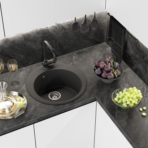 Кухонная мойка Misty Artemida ART-51-01 50х50 цвет черный поверхность матовая