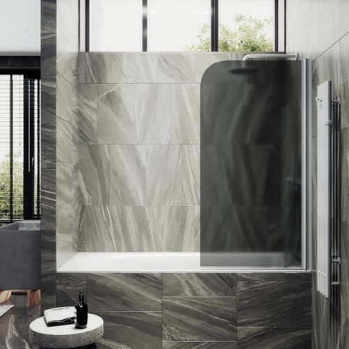 Душевая шторка на ванну Maybah Glass MGV-624-1 80х140 стекло тонированное профиль белый ориентация универсальная