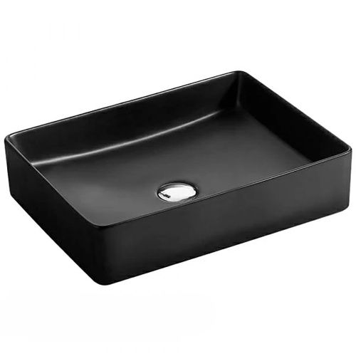 Раковина из сантехнического фаянса Azario AZ-2178-S-MB 50 см накладная цвет черный без отверстий под смеситель