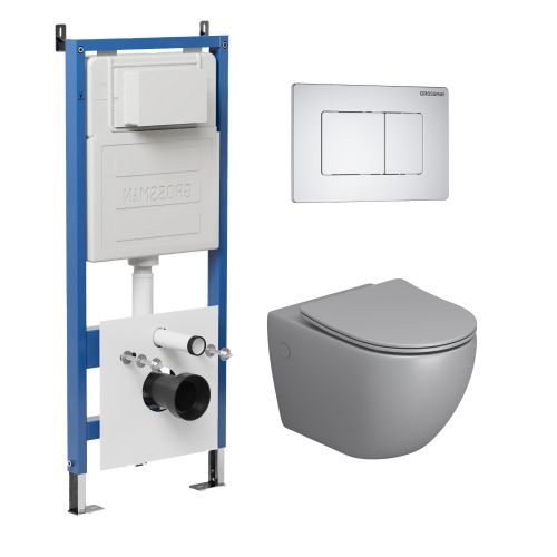 Инсталляция + кнопка смыва + унитаз Grossman Classic 97.4411SQ.04.01M
