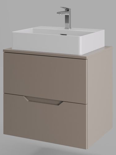 Тумба с раковиной Orange Line Li-60TuLMDF+B04-500W 60х50 подвесная цвет бежевый