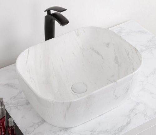 Раковина из сантехнического фаянса CeramaLux K397D9 50х40 накладная цвет белый без отверстий под смеситель