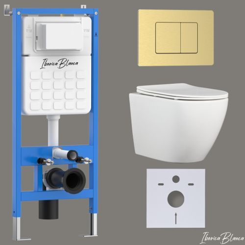 Комплект унитаз с инталляцией и клавишей смыва Iberica Blanca BILBAO ALTO IB001.BLA.231.1150