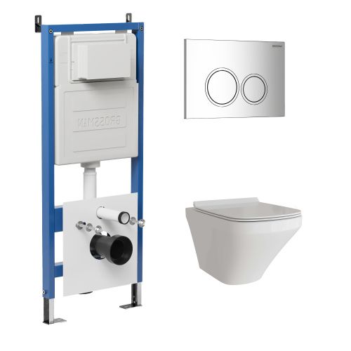 Инсталляция + кнопка смыва + унитаз Grossman Galaxy 97.4440S.01.100