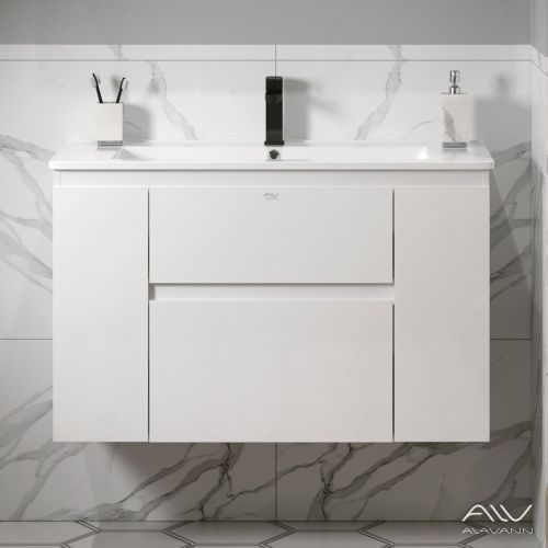 Тумба с раковиной Alavann Eva ALV0974000 100х50 подвесная цвет белый