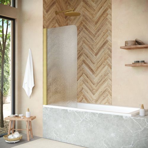 Душевая шторка на ванну Vegas-Glass EV+EV NOVO EV NOVO 70 03 02 L 70х140 стекло рифленое профиль золото ориентация левая