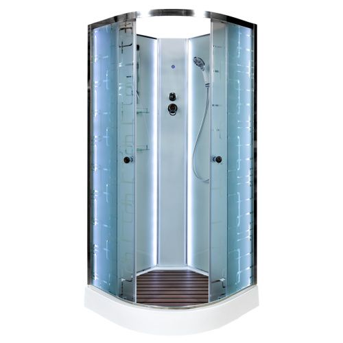 Душевая кабина AvaCan EM1590NLED 90х90 четверть круга без крыши ориентация универсальная