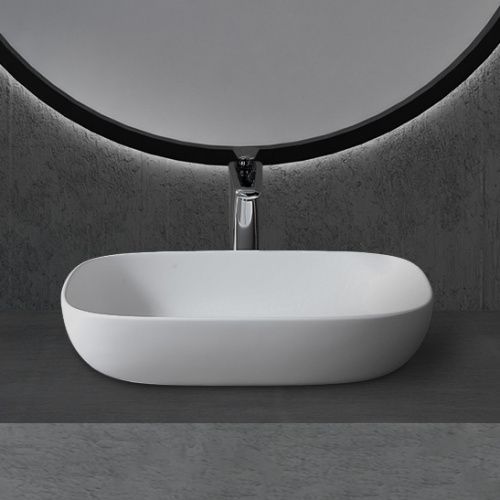 Раковина из искусственного камня Abber STEIN AS2620 60х40 накладная цвет белый без отверстий под смеситель