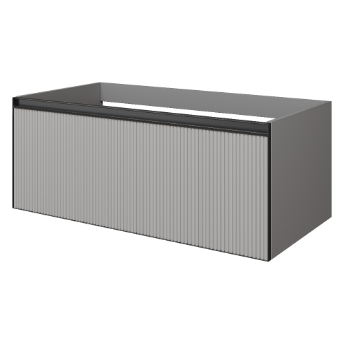 Тумба под раковину Armadi Art Quatro 790-M1-100-L-RIB-A-LED 100х50 подвесная цвет серый