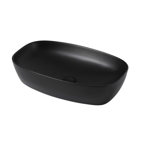 Раковина керамическая Abber RECHTECK AC2206MB 60х40 накладная цвет черный без отверстий под смеситель