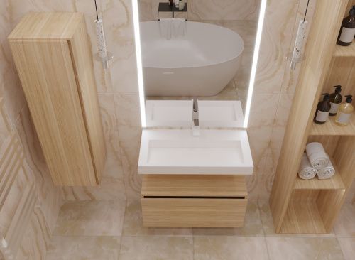 Раковина из искусственного камня Armadi Art Flat 859-080 80х50 подвесная цвет белый без отверстий под смеситель