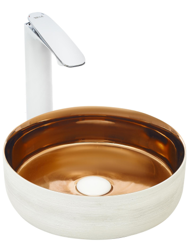 Раковина из сантехнического фаянса WeltWasser WW SK 10000004540 40 см накладная цвет белый/золото без отверстий под смеситель