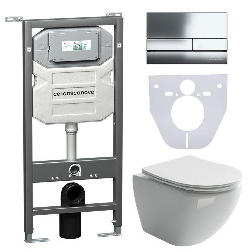 Инсталляция с кнопкой + унитаз + шумоизоляция Ceramica Nova CN4002_1002CH_1000