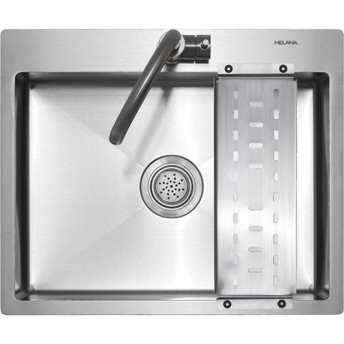 Кухонная мойка Melana ProfLine MLN-R6050HK+коландер 60х50 цвет серый поверхность матовая