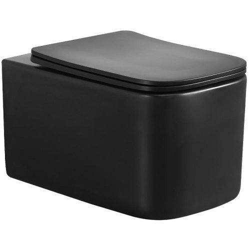 Унитаз подвесной Boheme Mane 970-SET-B цвет черный с сиденьем микролифт безободковый каскадный смыв