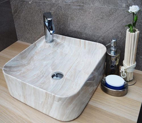 Раковина из сантехнического фаянса CeramaLux 591 40х40 накладная цвет многоцветный 1 отверстие под смеситель