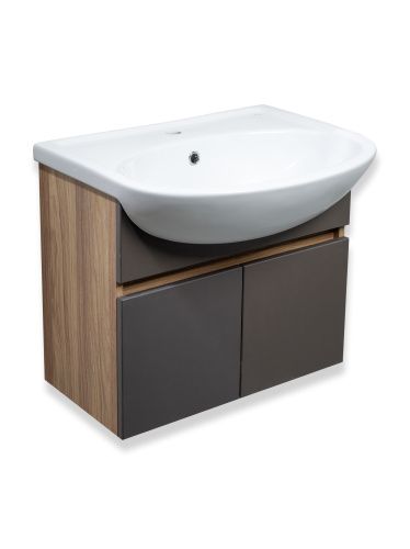 Тумба под раковину Runo ЛАДА 00-00001367 50х30 подвесная цвет серый/коричневый