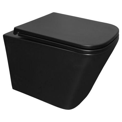 Унитаз подвесной Azario AZ-0052-UQ1MB черный с сиденьем микролифт безободковый смыв торнадо