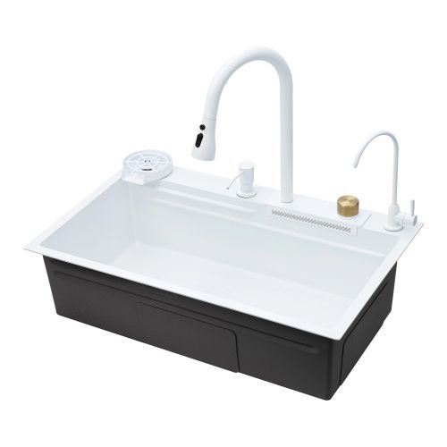 Кухонная мойка Savol S-SC003W 75х45 цвет белый поверхность матовая