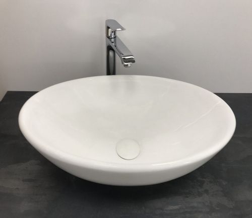 Раковина из сантехнического фаянса CeramaLux 9022 50х40 накладная цвет белый без отверстий под смеситель