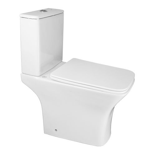 Унитаз-компакт напольный с бачком Azario Square AZ-1038A N белый с сиденьем микролифт безободковый каскадный смыв