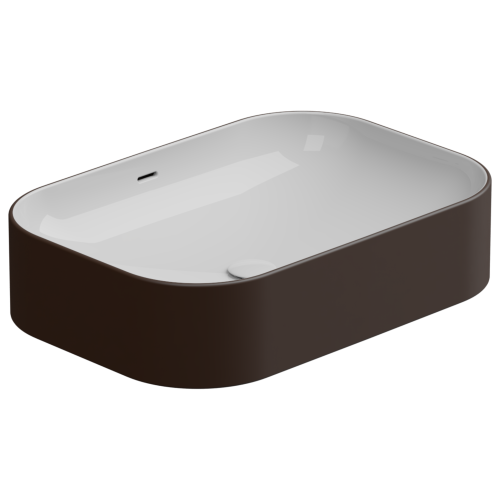 Раковина керамическая GSG Ceramic Design Easy EALAVTP60BI000/035 60х40 накладная цвет белый/коричневый без отверстий под смеситель