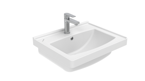 Раковина из сантехнического фарфора Creavit Sera TF155-00CB00E-0000 50х50 накладная цвет белый