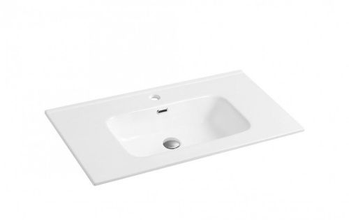 Раковина из сантехнического фаянса CeramaLux 9090D 90х50 встраиваемая цвет белый 1 отверстие под смеситель