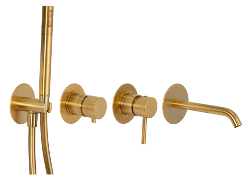 Смеситель для ванны Remer X Style X96S03ROXXBG встраиваемый в стену золото