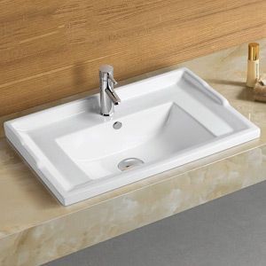 Раковина из сантехнического фарфора Melana F70-805 70х50 накладная цвет белый 1 отверстие под смеситель