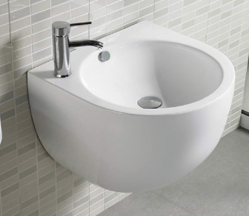 Раковина из сантехнического фаянса CeramaLux 500F 50х50 подвесная цвет белый 1 отверстие под смеситель